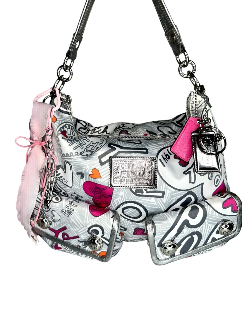 Coach Poppy Silver Graffiti Boho Bag - Picture 5 of 13